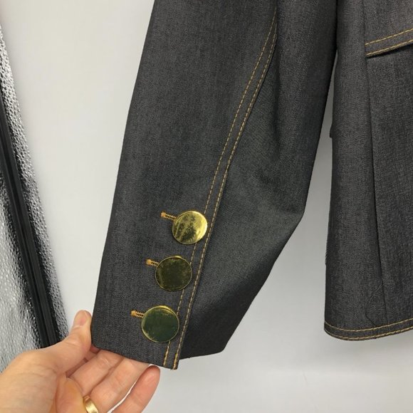 Women's Dark Blue Stylish Denim Blazer - Picture 13 of 15